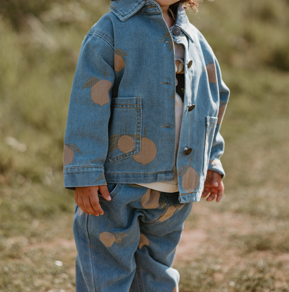 Barnjeansjacka med citronmönster – Blå denimjacka 0–8 år | Bekväm & Unisex More For Mini