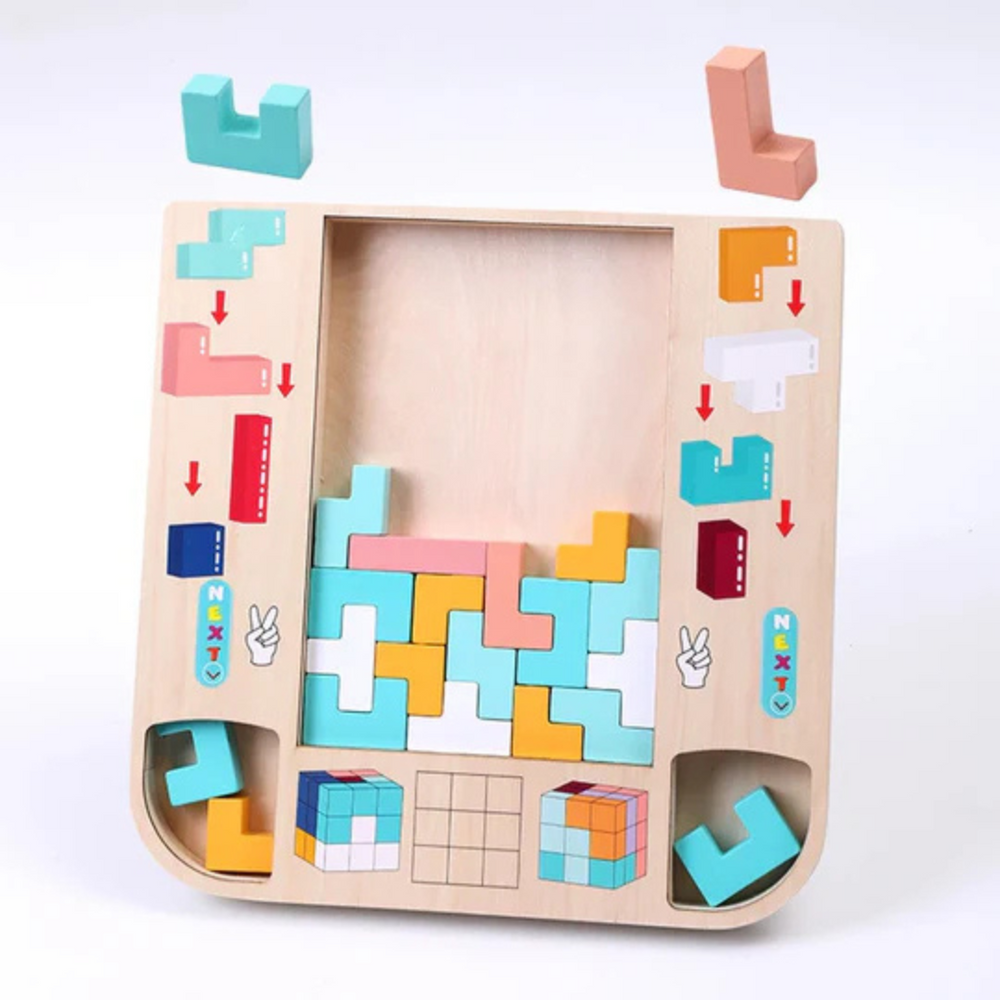 Tetris Pusselbord i Trä för Barn – Pedagogisk Leksak för Finmotorik & Logiskt Tänkande More For Mini