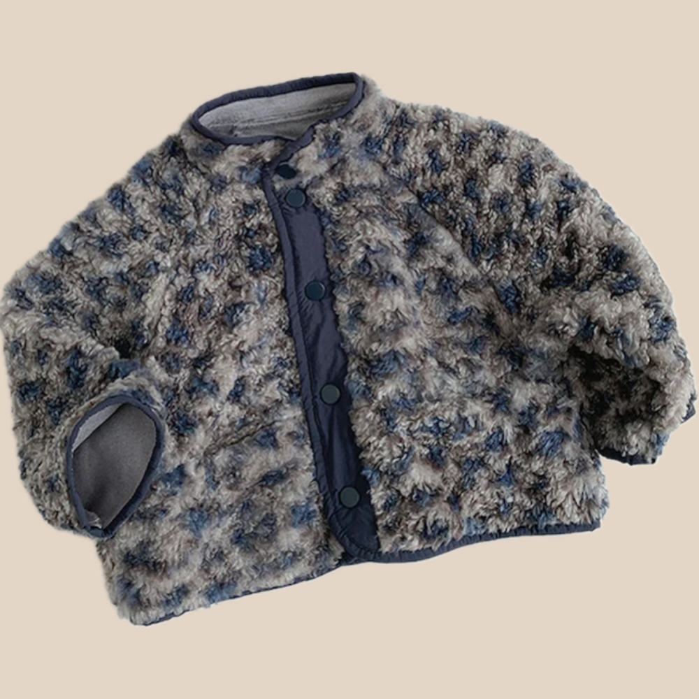 Jacka med leopardmönster – Muziyouyou Unisex, Blått leopardmönster, Bomull, Storlek 0–6 månader More For Mini