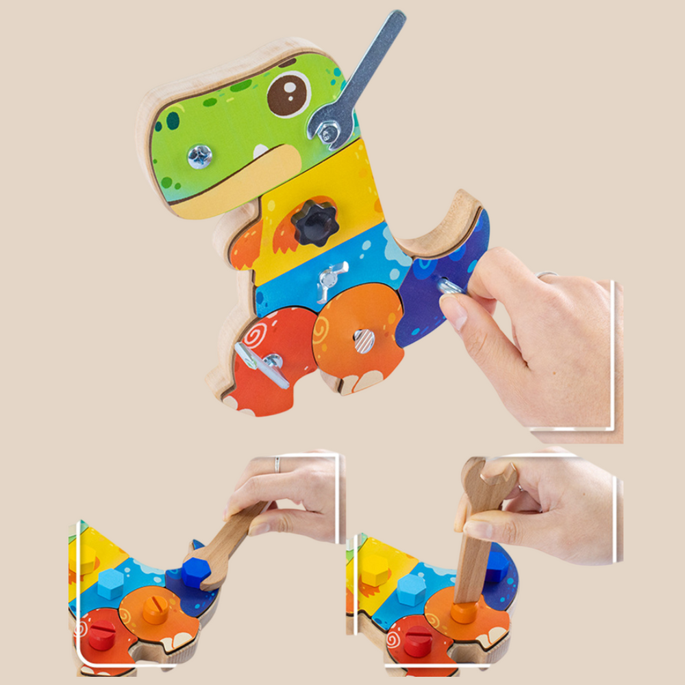 Träbaserad 3D Dino Byggsats – Pedagogiskt STEM-leksak, Bygg & Lek, Motorisk Utveckling, från 2 År More For Mini