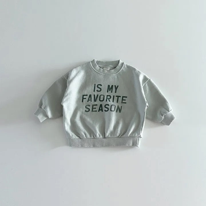 Barntröja med slogan – Favoritsäsong Baby, Småbarn, Förskolebarn, Barn, Grå, Bomull, Storlek 0–6 år More For Mini