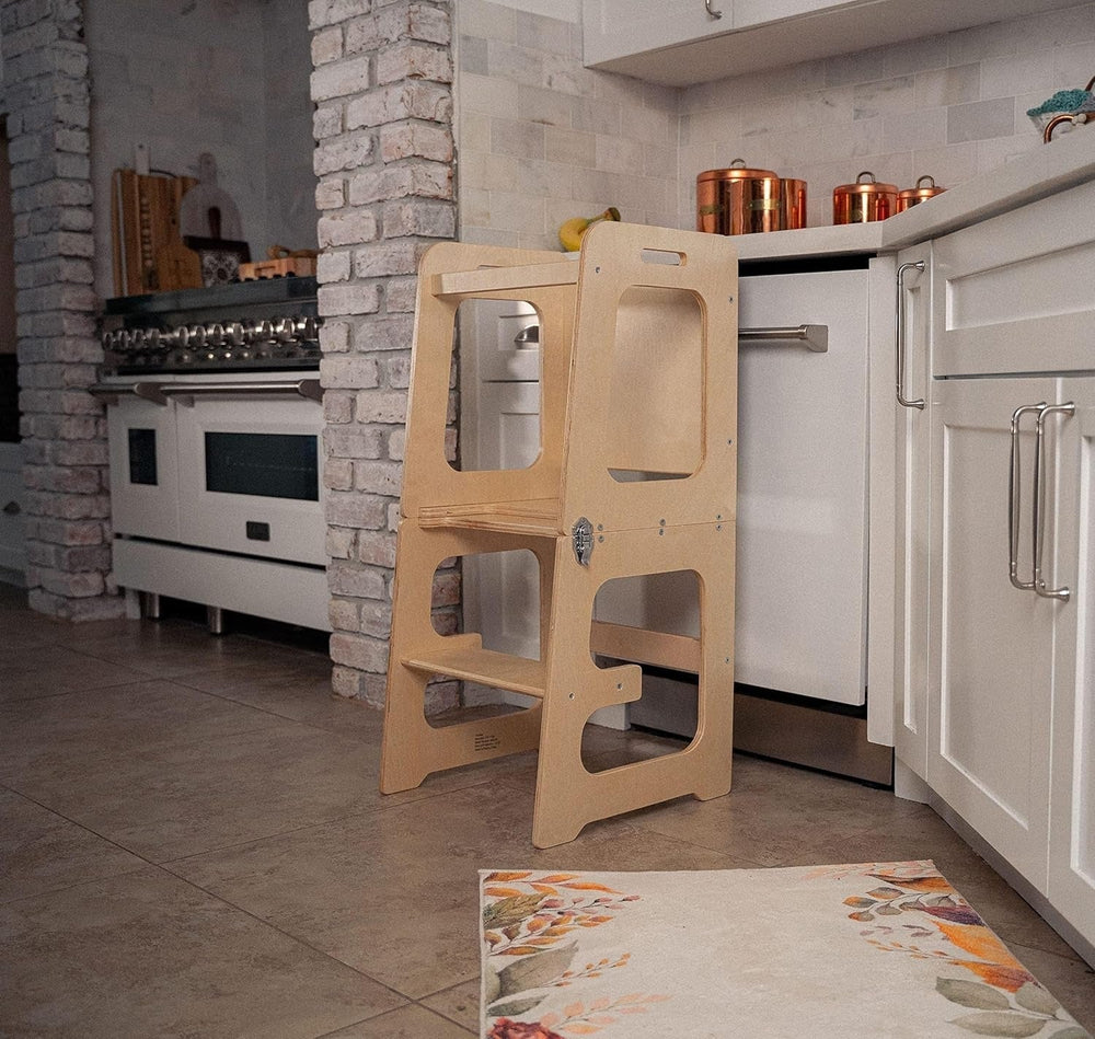 4-in-1 Peuter Leertoren & Tafel van Hout – Veilig, Meegroeiend & Multifunctioneel More For Mini