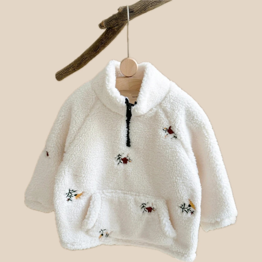 Fleecetröja med Blommönster – Flicka, Vit, Storlek 0–3 år More For Mini