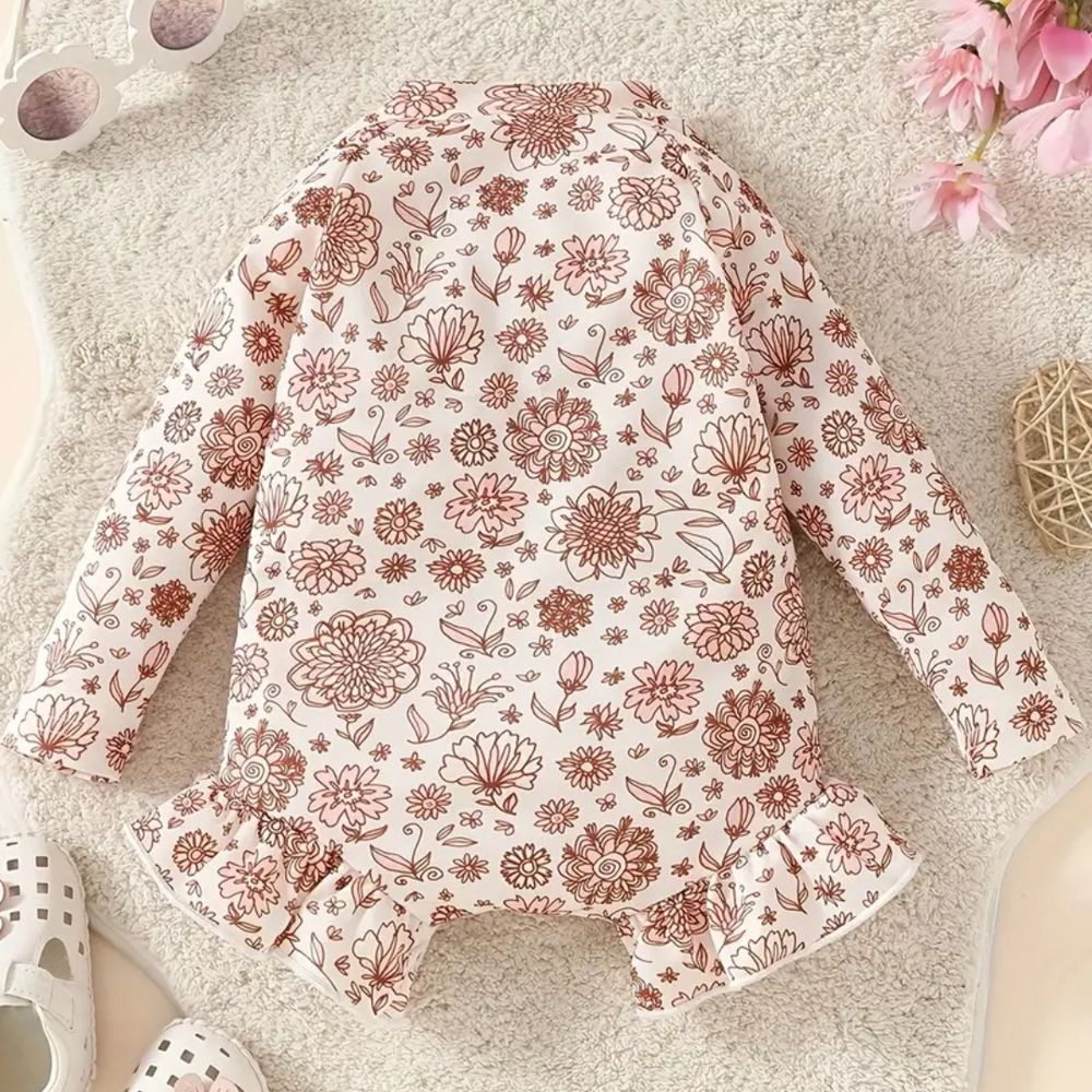 OceanBloom Peuterbadpak – Bloemenpatroon en Ruches voor Stijlvolle Stranddagen More For Mini