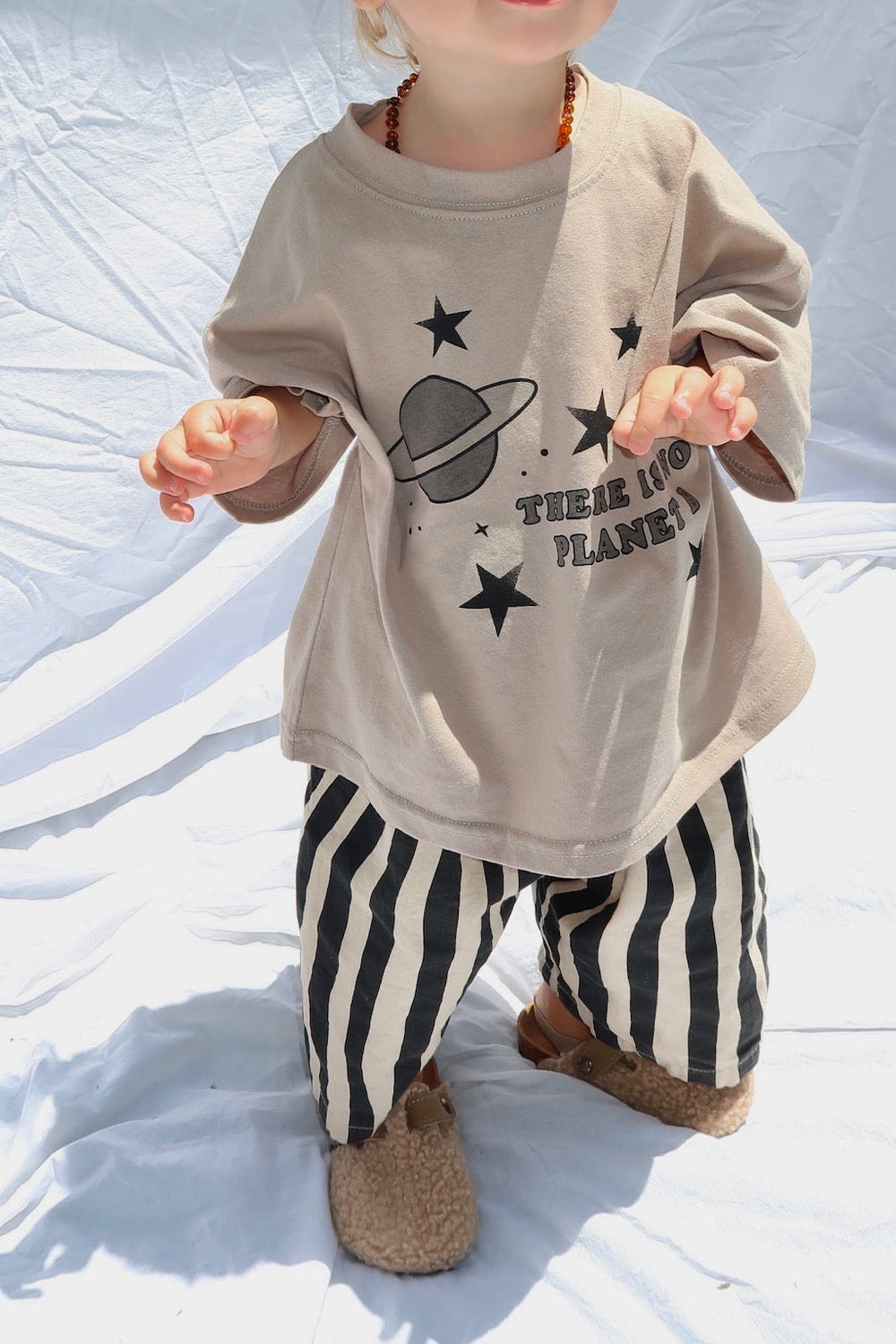 T-shirt med tryck – EcoCosmo Unisex, Beige/Grå, Bomull, Storlek 0–6 år More For Mini