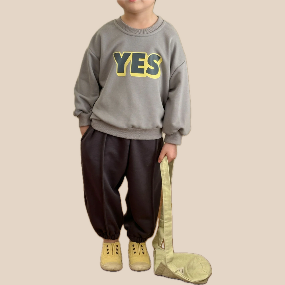 Träningsset – YES! Unisex, Grå/Brun, Bomull, Storlek 0–8 år More For Mini
