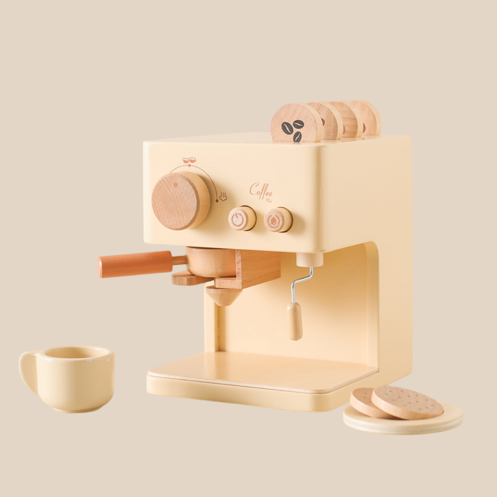 Träkaffemaskin – Little Barista | Pedagogiskt Rollspel Leksak | Hållbar & Interaktiv | Från 1 År More For Mini