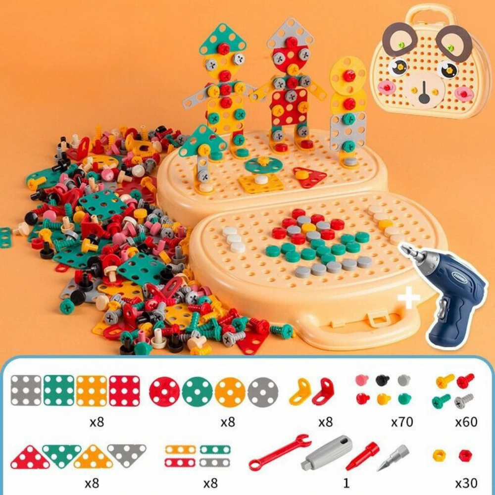 Educatieve Bouwset voor Kinderen met Elektrische Boor – Creatief Constructiespeelgoed 3+ Jaar More For Mini