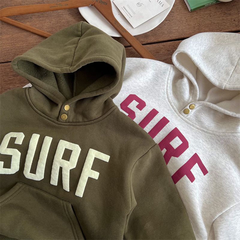 Hoodie – WaveRider Unisex, Grön/Röd/Grå, Bomull, Storlek 0–6 år More For Mini