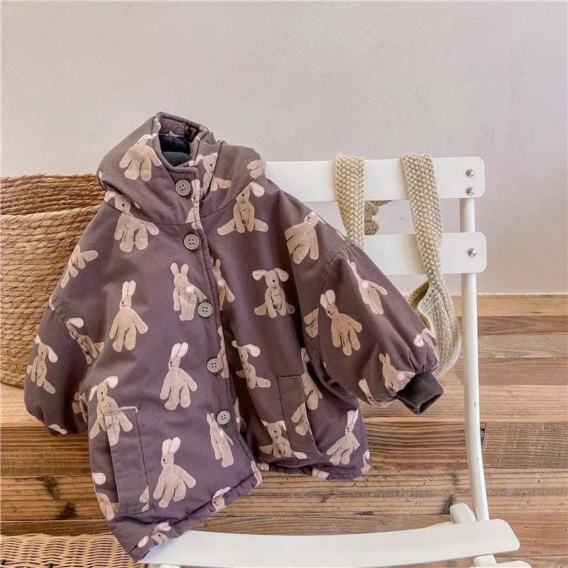 Jas met Capuchon – Knuffel Unisex, Bruin/Beige, Polyester, Maat 0-6 Jaar-More For Mini