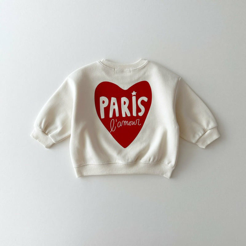 Sweater met Print - Paris L’Amour Unisex, Grijs/Wit, Katoen, Maat 0-6 Jaar-More For Mini