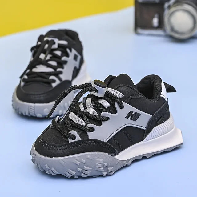 Sneakers - Gali Unisex, Zwart/Oranje, Polyester, Maat 21-30-More For Mini
