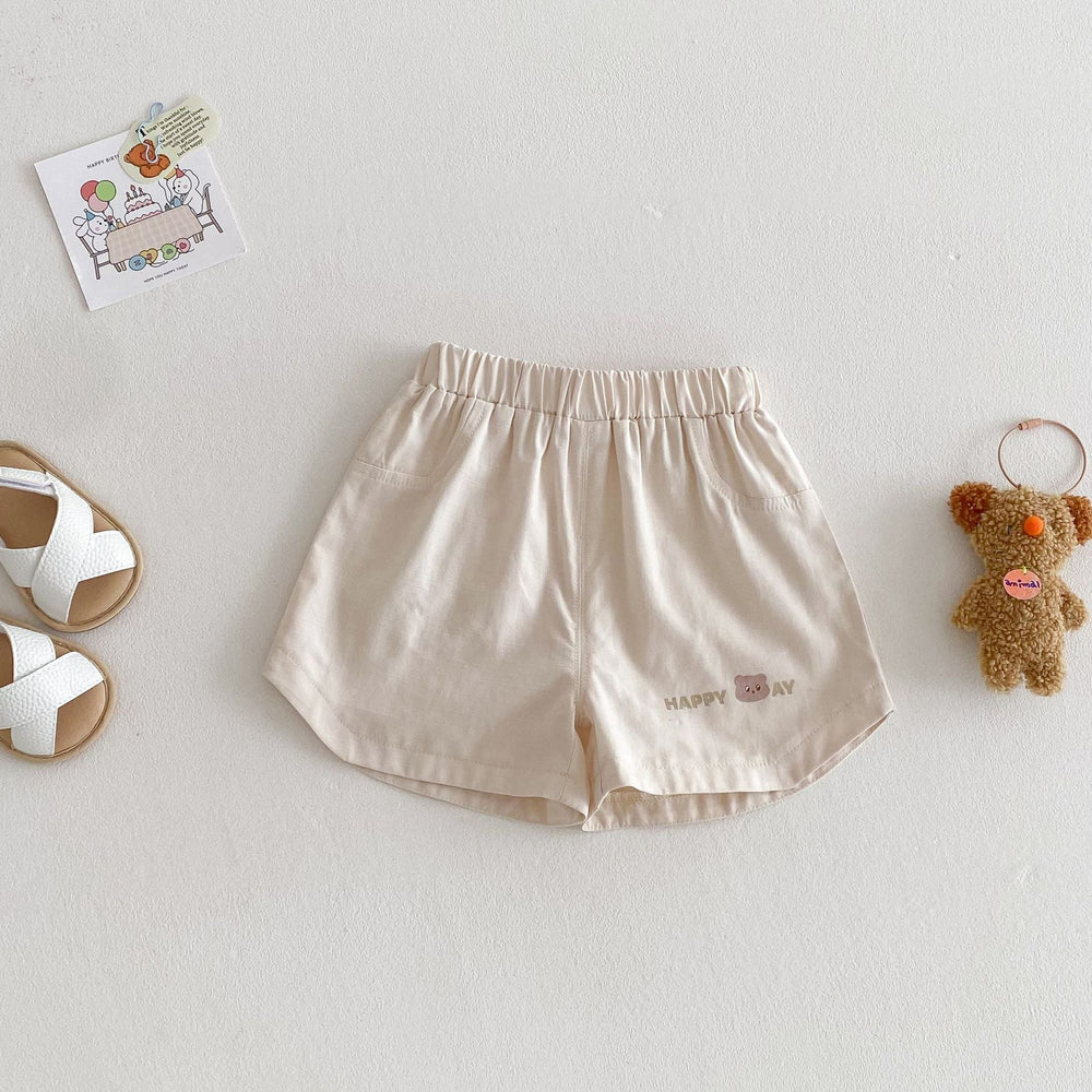 Kortbyxa med Björn – Lino Shorts Unisex, Brun/Grön/Beige/Blå, Bomull, Storlek 0–5 år More For Mini