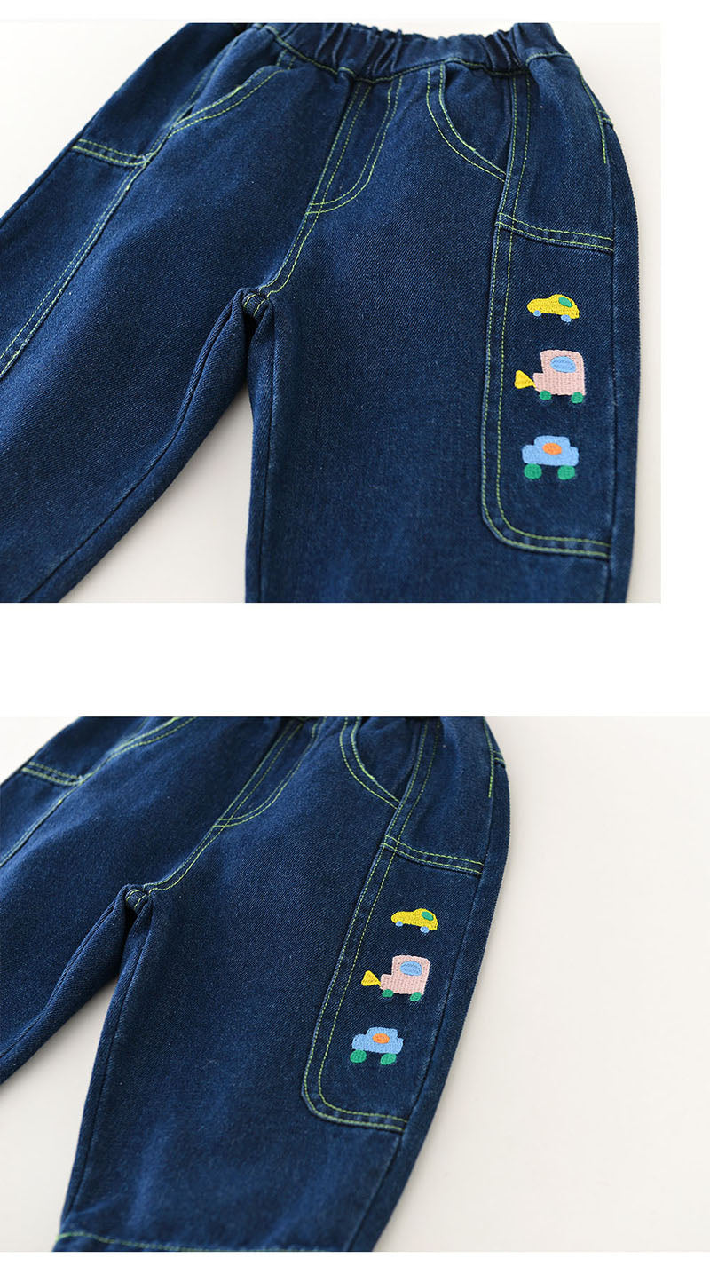 Jeans med Biltryck – Little Wheels Jeans Pojke, Blå, Bomull, Denim, 0–3 År More For Mini