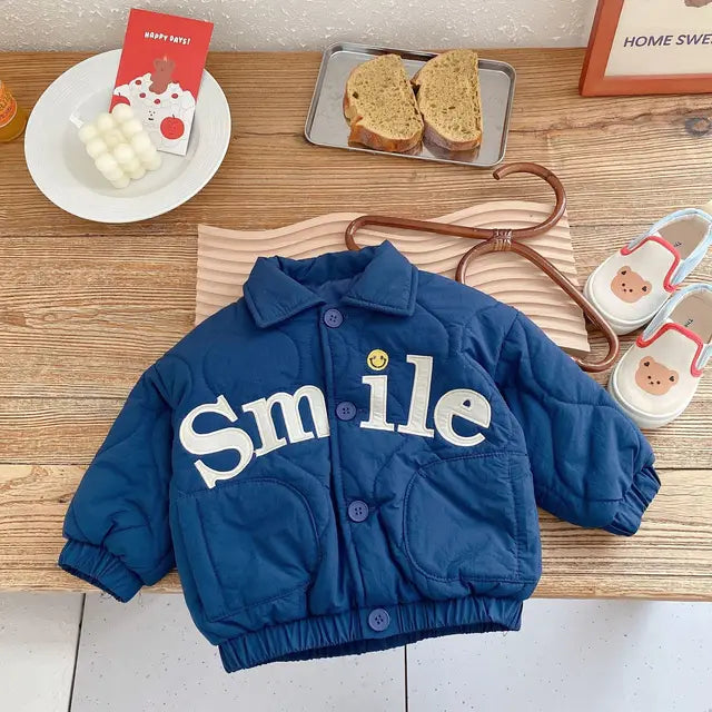 Jas - Smile Unisex, Blauw/Beige, Polyester, Maat 0-6 Jaar-More For Mini