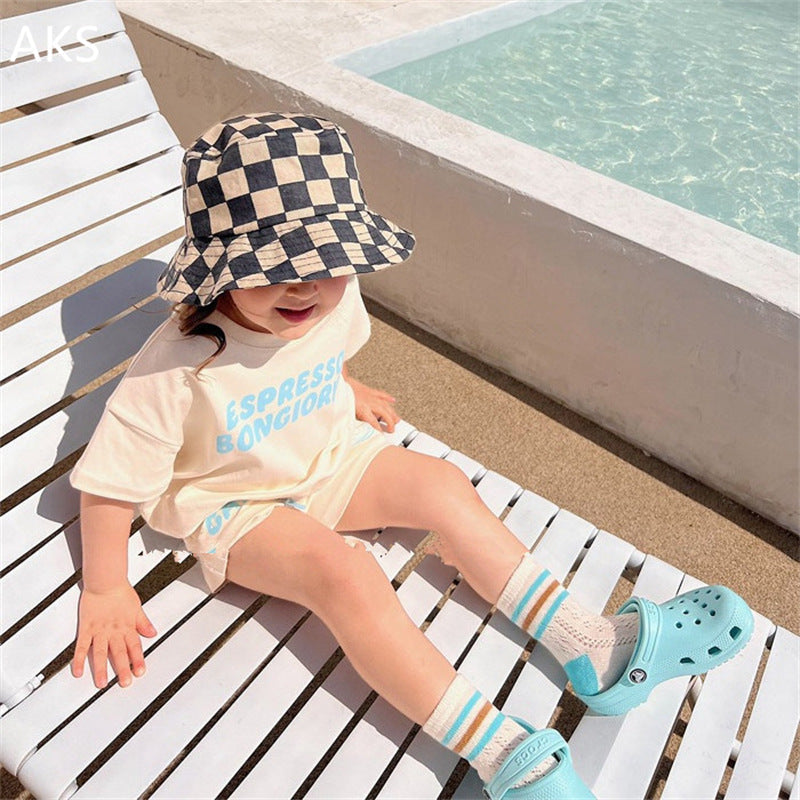 Sommarset med Shorts och T-shirt – CaffèKids Unisex, Blå/Beige, Bomull, Storlek 0–6 år More For Mini