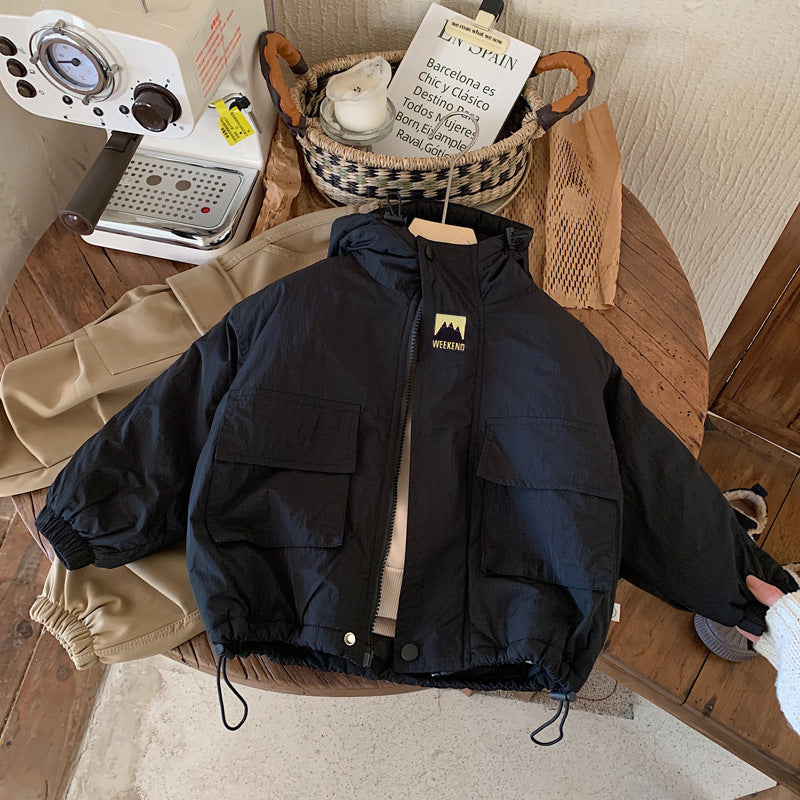 Windjas met Capuchon - Lilo Unisex, Zwart/Paars, Polyester, Maat 0-6 Jaar-More For Mini