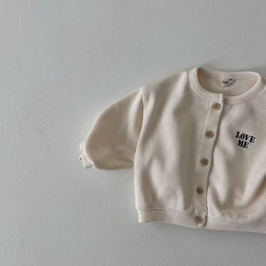 Vest met Love Me borduursel - Tender Meisjes, Blauw/Beige, Katoen, Maat 0-6 Jaar-More For Mini