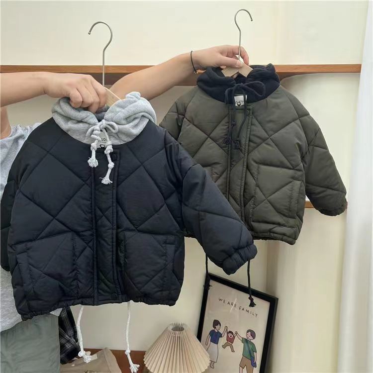 Vadderad hoodiejacka – CozyShield Unisex, Blå/Grön, Bomull, 0–6 år More For Mini
