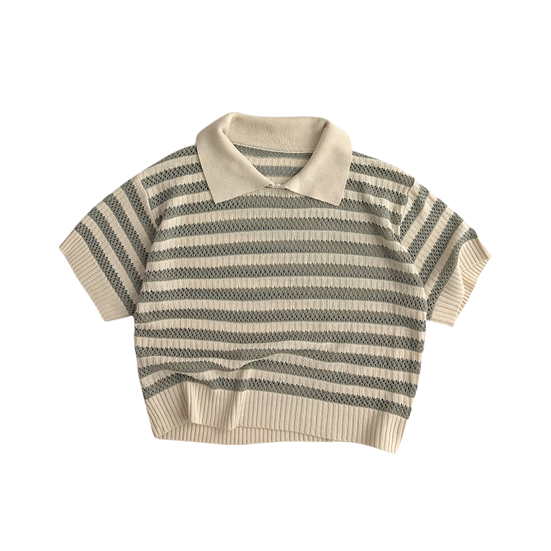 Livo Milo Stickad Pikétröja för Barn – Kort ärm – Unisex – Randig – 100 % bomull – 0–6 år More For Mini
