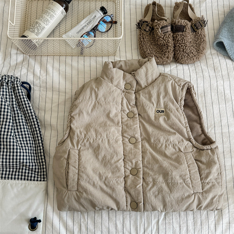 Bodywarmer - Little Voyager Unisex, Blauw/Beige, Katoen, Maat 0-6 Jaar-More For Mini