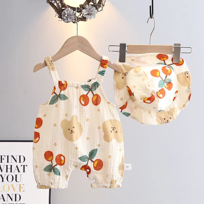 Babypakje Zonder Mouwen met Zonnehoedje – Licht & Comfortabel voor Warm Weer | Voor 1-24 Maanden More For Mini