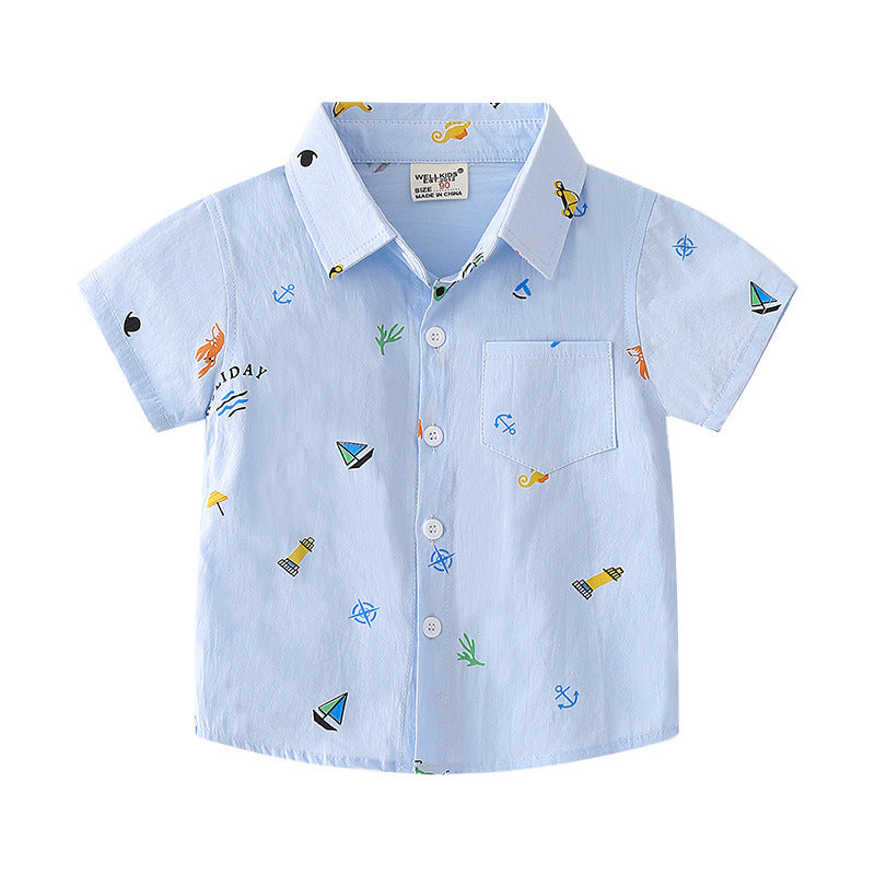 Holiday Button-Up Skjorta för Barn – Somrig bomullsskjorta med lekfulla tryck | Storlek 2–6 år MoreForMini