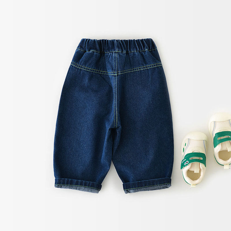 Jeans med Biltryck – Little Wheels Jeans Pojke, Blå, Bomull, Denim, 0–3 År More For Mini