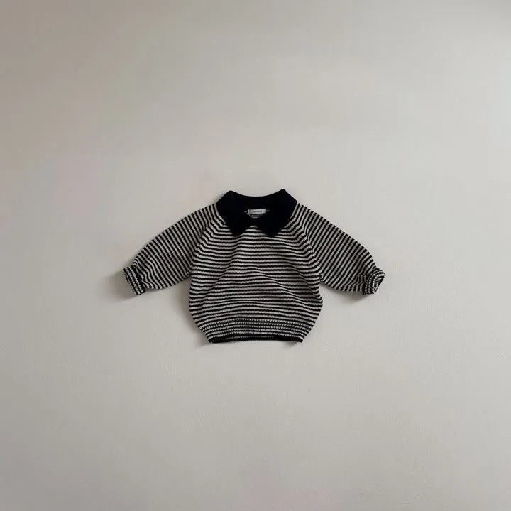 Polo met Strepen - Kabu Unisex, Zwart/Bruin/Wit, Katoen, Maat 0-6 Jaar-More For Mini