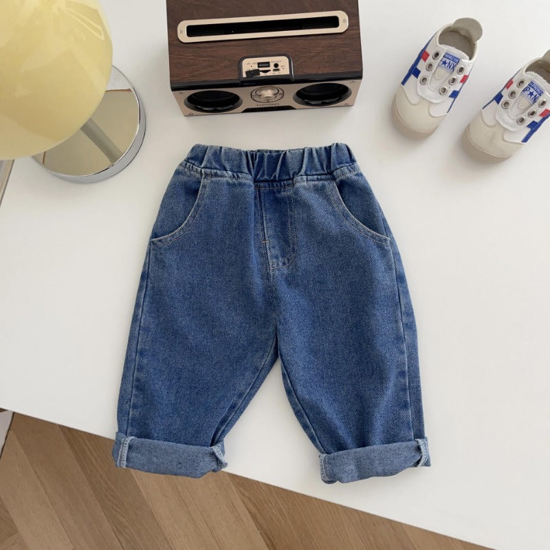 Relaxed Fit Jeans - Unisex, Blauw/Zwart/Abrikoos, Katoen, Denim, 0-5 Jaar-More For Mini