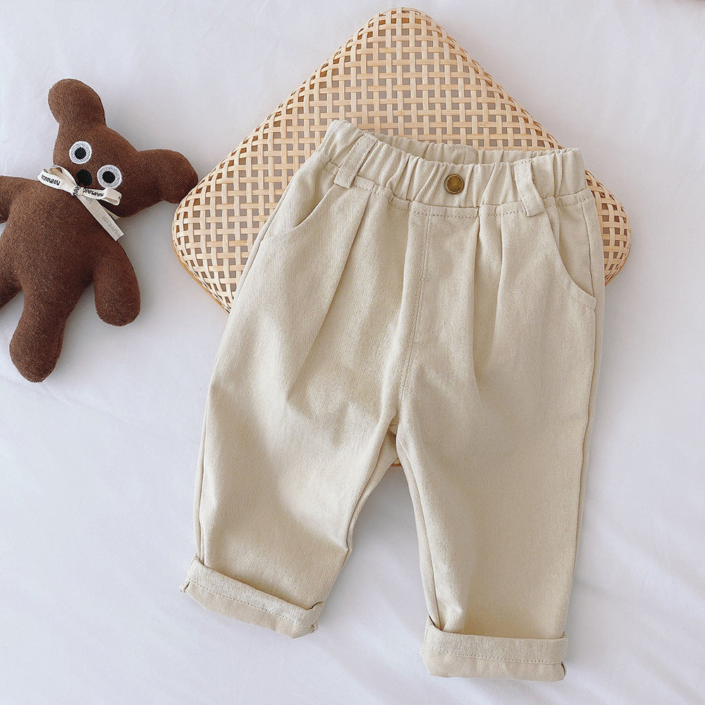 Casual Broek met Elastische Tailleband - Comfort Jongens, Beige/Bruin, Maat 1-5 Jaar-More For Mini