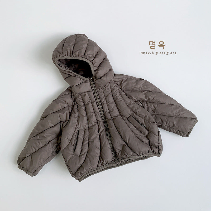 Donsjas met Capuchon - Muziyouyou Jongens, Bruin/Wit, Polyester, Maat 0-6 Jaar-More For Mini