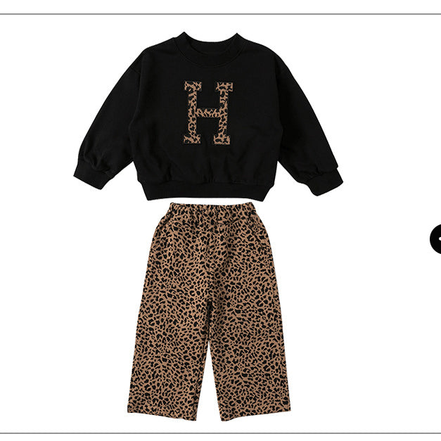 Set van Trui en Broek met Luipaardprint - H Meisjes, Katoen, Maat 1-7 Jaar-More For Mini