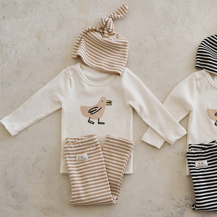 Set Legging met Longsleeve en Muts - Cozy Nest Baby, Bruin/Zwart, Katoen, Maat 0-3 Jaar-More For Mini