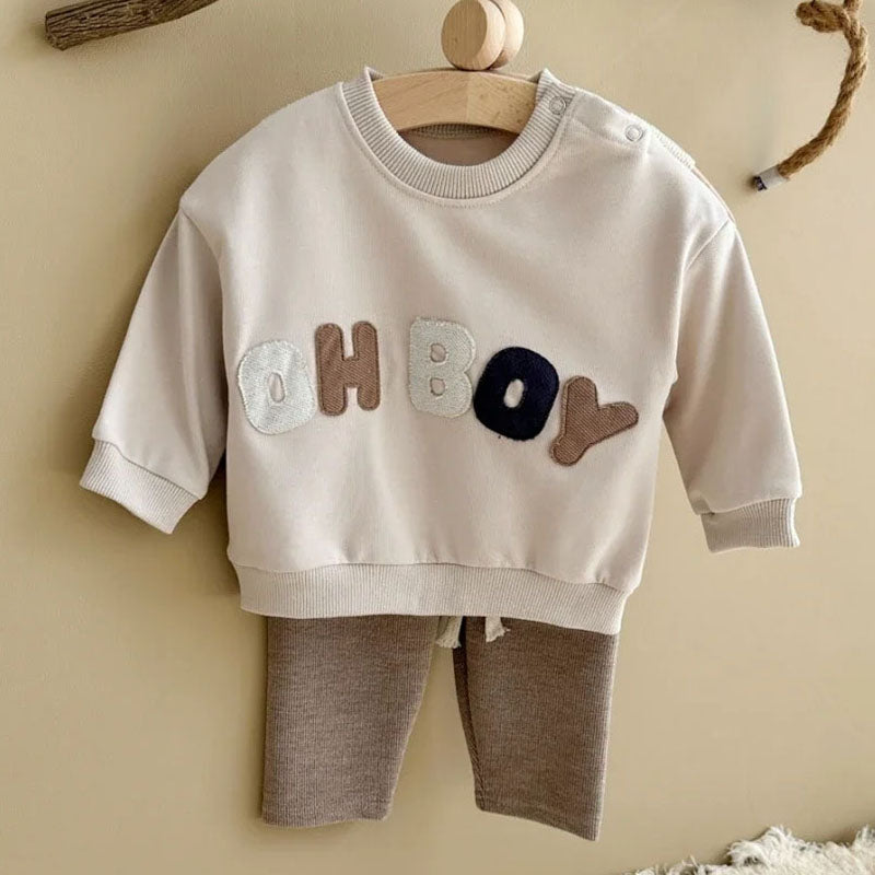 Klädset med leggings och tröja – LittleNomad Pojkar, Beige/Brun/Grön, Bomull, Storlek 0–3 år More For Mini