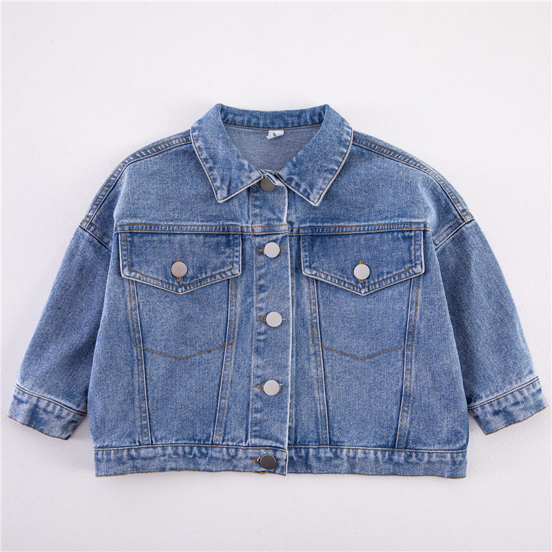 Klassieke Spijkerjas - Unisex, Blauw/Zwart, Katoen, Denim, Maat 1-8 Jaar-More For Mini