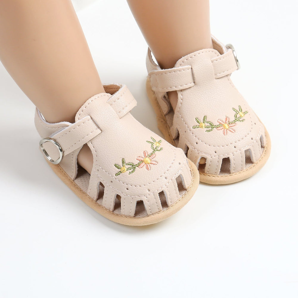 Babysandaler med Blombroderi – Little Steps Flickor, Svart/Rosa/Beige/Grön/Vit, Storlek 0–2 år More For Mini