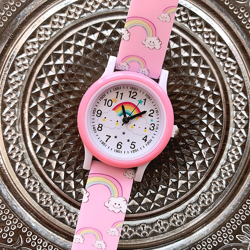 Horloge met Regenboog - Unisex, Roze/Rood/Paars/Geel/Blauw, Siliconen Band, 3+ Jaar-More For Mini