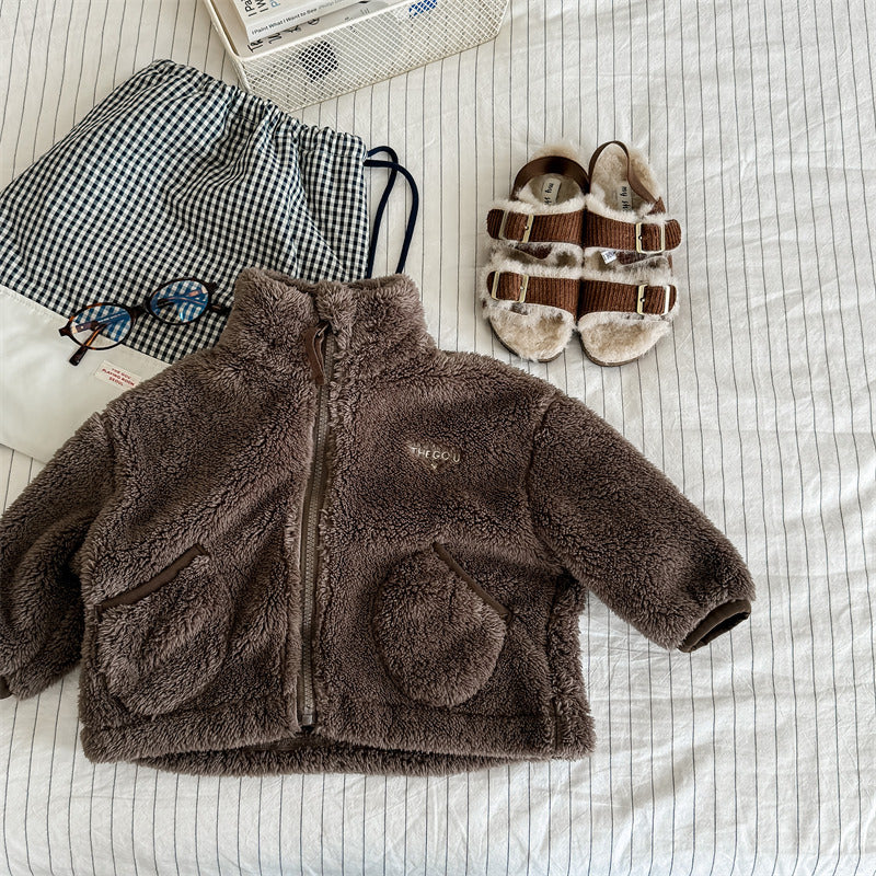 Teddy Fleece Vest - FluffyNest Meisjes, Beige/Groen/Grijs/Bruin, Katoen, Maat 0-6 Jaar-More For Mini