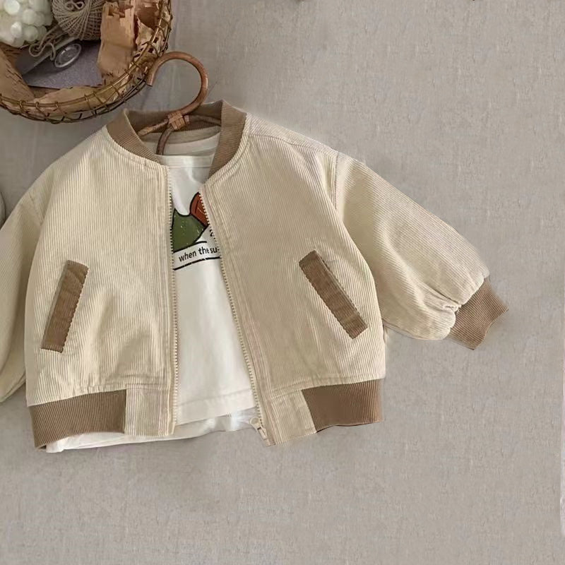 Jas met Ribbels – Monro Unisex, Beige/Khaki Katoen, Maat 1-8 Jaar-More For Mini