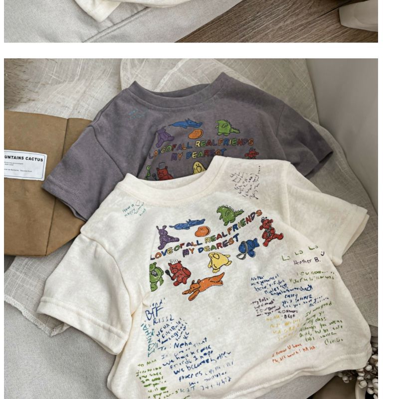 T-shirt – BestieVibes Unisex, Vit/Grå, Bomull, Storlek 0–6 år More For Mini