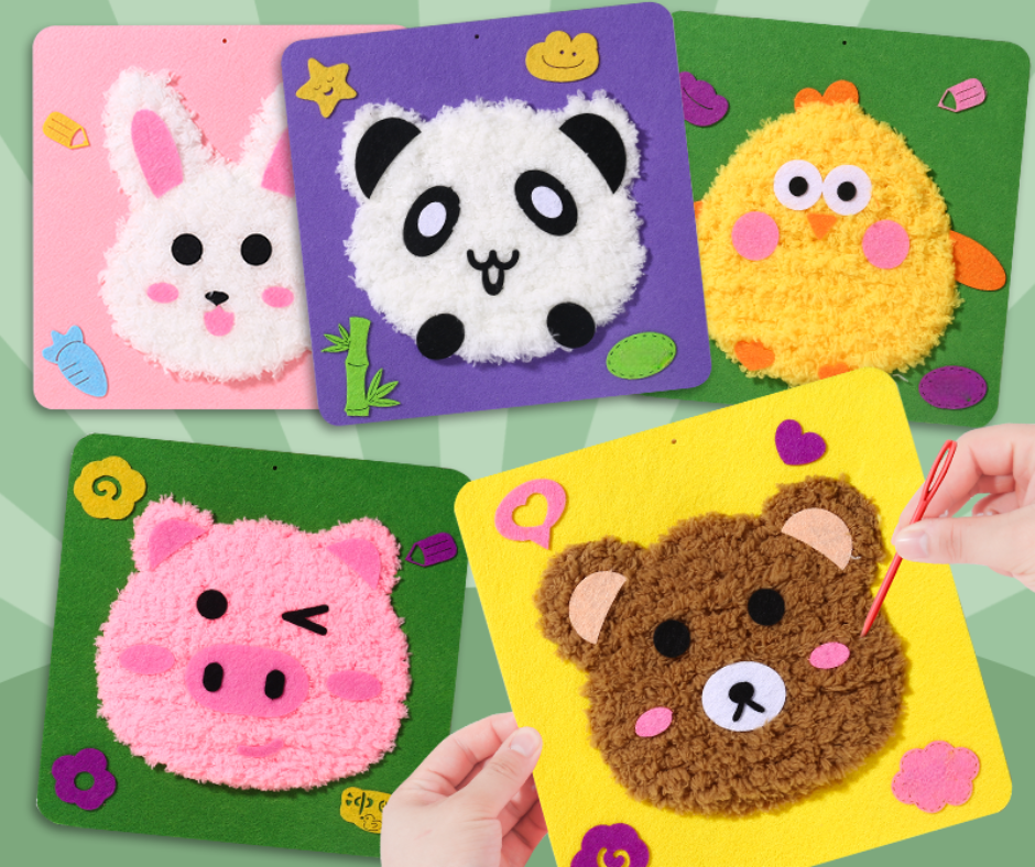 Kindvriendelijke Naai-Kit met Diermotieven – Creatief Handwerk Speelgoed voor 5+ jaar | Complete Set More For Mini