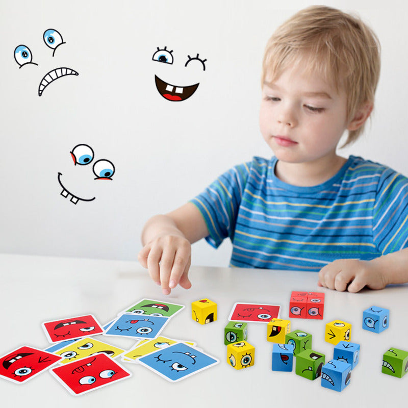Montessori Kaartspel - Banjul Gezichtsuitdrukking, Emotionele Ontwikkeling, Hout, Leeftijd 3+-More For Mini