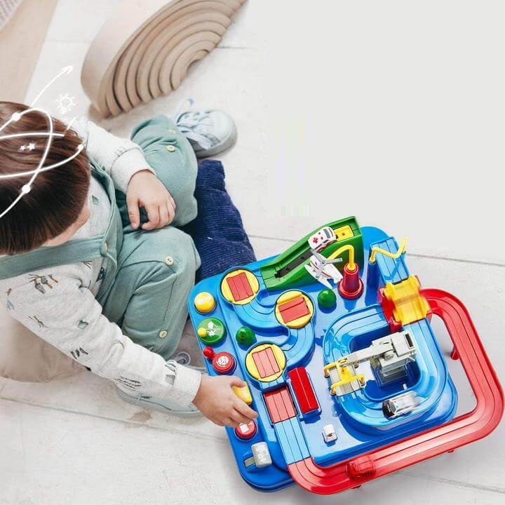 2-in-1 Auto Avonturenbaan voor Kinderen – Educatief Speelgoed met Obstakels & Voertuigen | AdventureWheels Track Set More For Mini