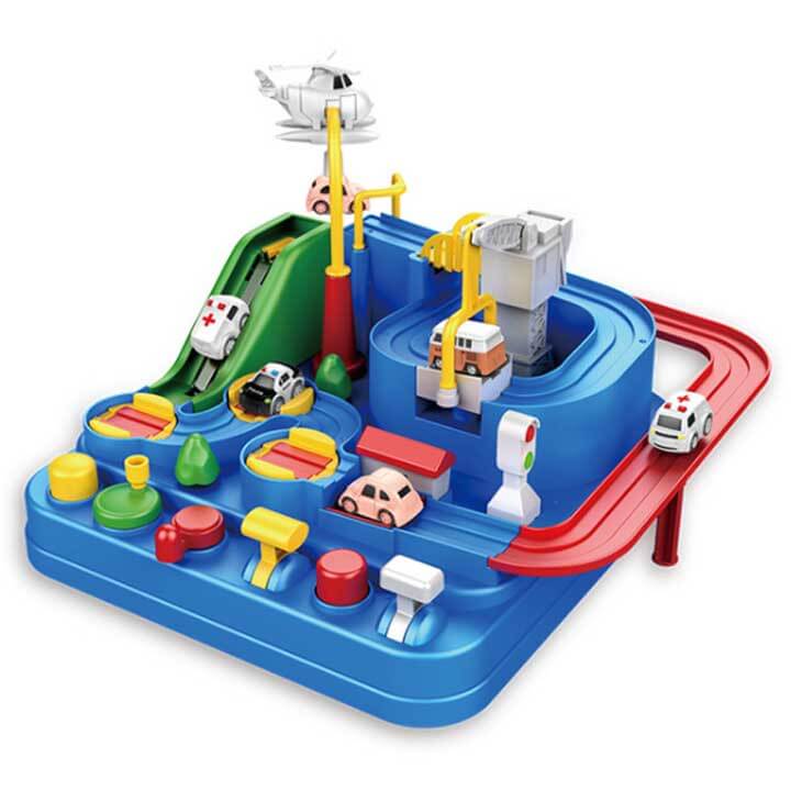 2-in-1 Auto Avonturenbaan voor Kinderen – Educatief Speelgoed met Obstakels & Voertuigen | AdventureWheels Track Set More For Mini