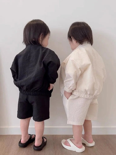 Trendy Kinder Bomber Outfit - Baby Peuter Kleuter Kinderen, Zwart/Wit, Katoen, Maat 0-5 Jaar More For Mini