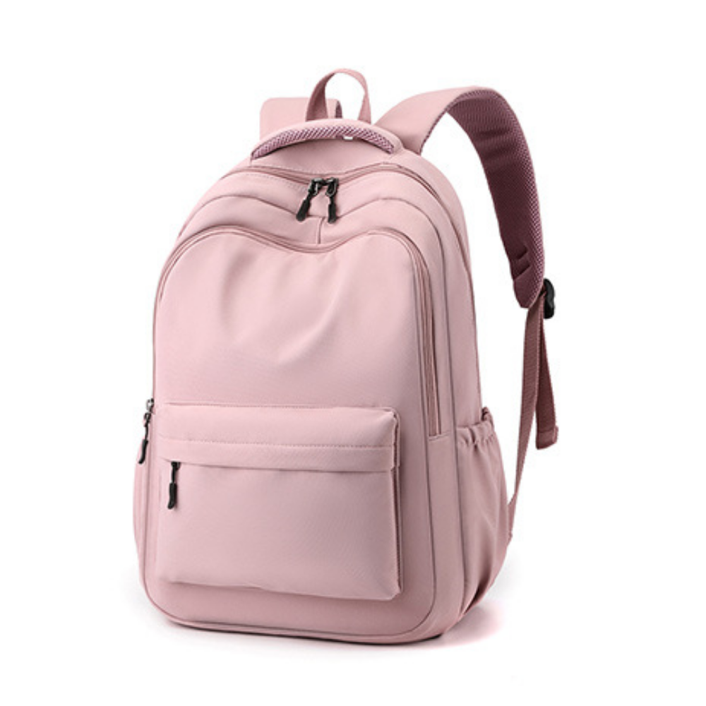 Laptopryggsäck för skolan med framficka och sidofickor – nylon, lättviktig, justerbar | skolväska