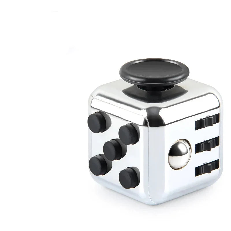 Fidget cube med 6 taktila sidor – tysta klickknappar, stålkula, fickformat | fidgetkub
