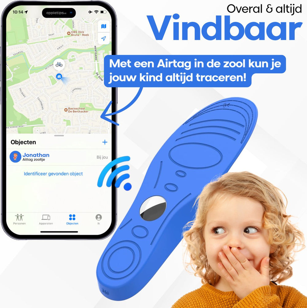 Kind Volgen met AirTag? Onzichtbare Inlegzool voor Veilige Tracking | TraceStep More For Mini