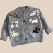 Stickad Kofta med Hundmotiv – Puppy Love Unisex, Grå, Bomull, Storlek 0–4 år More For Mini